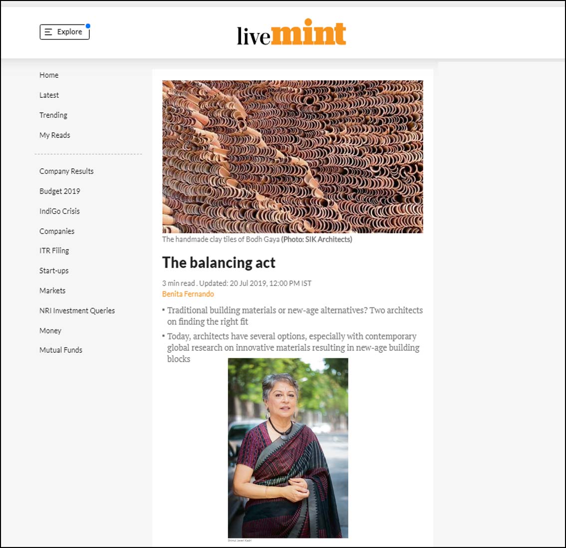 The Balancing act, Live mint - July 2019